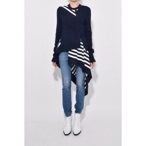 MONSE Striped Twisted Cardigan with Flare in Navy/White, XS, NWT